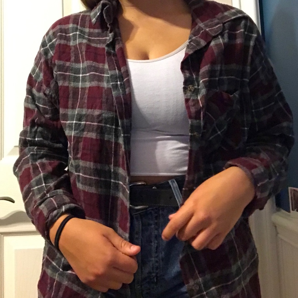 brandy melville maroon flannel